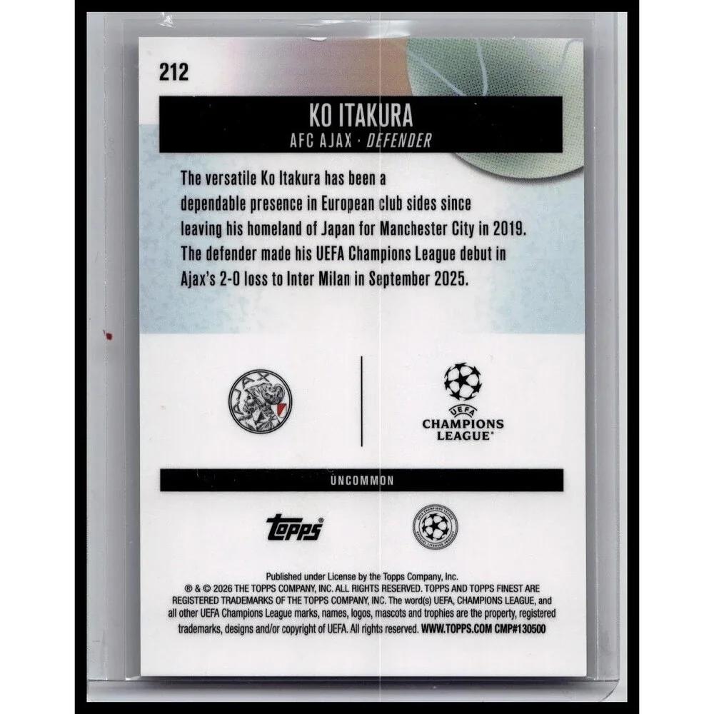2025-26 Finest UEFA Ko Itakura Purple Checkerboard Refractor #/99 Ajax